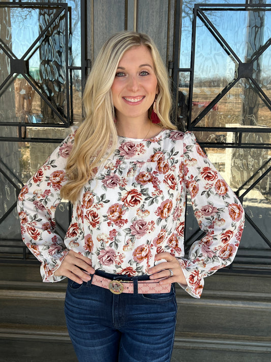 Floral Print Keyhole Back Top