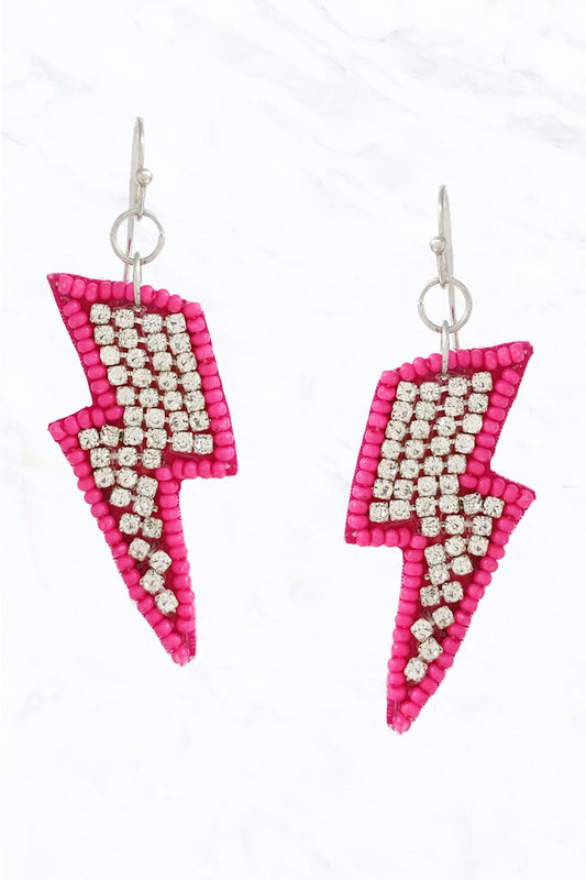 Beaded Lightning Bolt Earrings