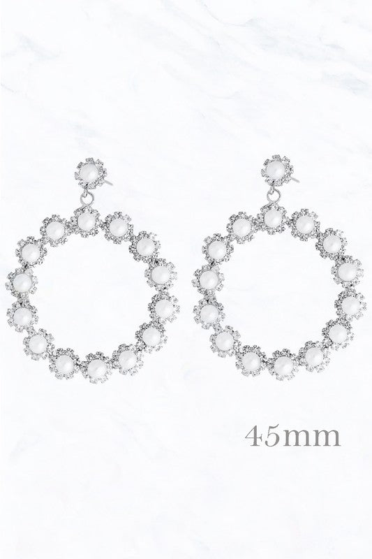 Pearl Post Hoop Earrings